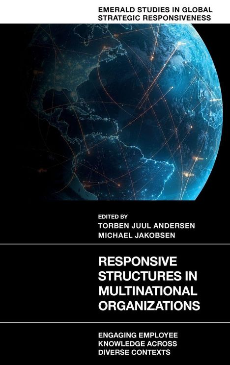 Titel: Responsive Structures in Multinational Organizations. Bild eines blau leuchtenden Globus mit verbundenen Punkten.