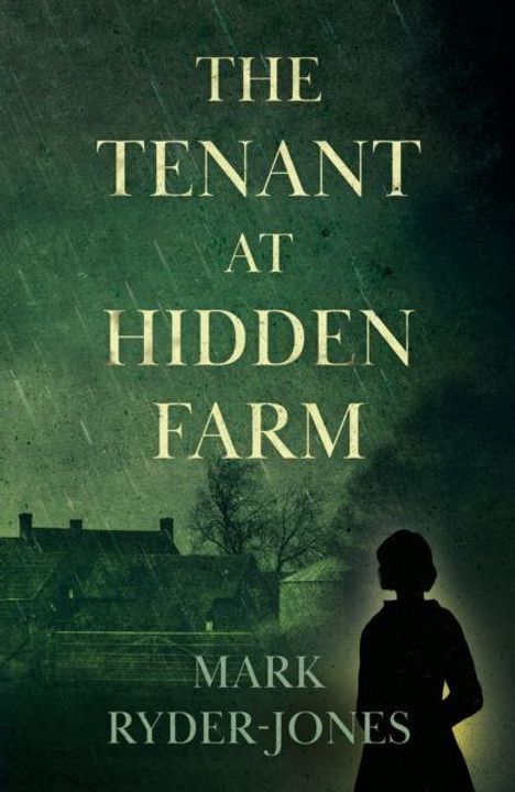 "The Tenant at Hidden Farm" von Mark Ryder-Jones; Silhouette einer Person vor dunkler Landschaft und Häuser.