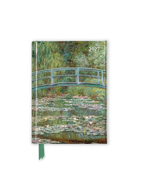 Cover mit "2027" Text, zeigt eine impressionistische Brücke über einem Teich mit Seerosen in grüner Umgebung.
