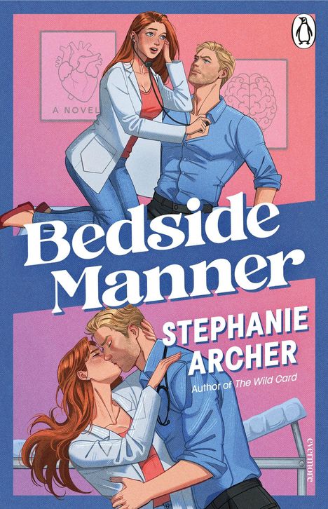 "Bedside Manner" von Stephanie Archer. Illustration: Frau im Kittel untersucht Mann, untere Szene: beide küssen sich.
