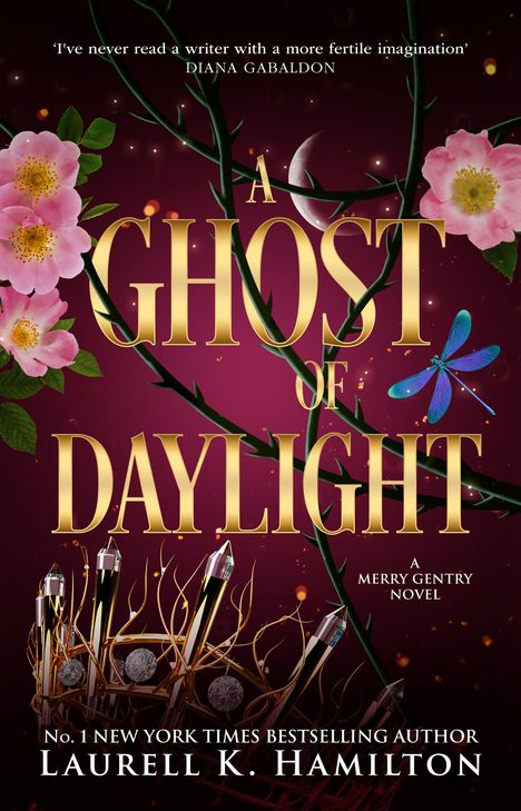 "A Ghost of Daylight" von L.K. Hamilton, "Cover to be revealed", blau Hintergrund, bantam Logo (Hahn auf Pfeil).