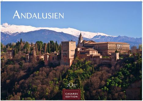 "Andalusien" und "2027" stehen oben, "Casares Edition" unten auf einem Bild der Alhambra vor Bergen.