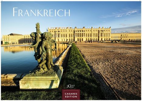 „Frankreich“ oben links, „2027“ und „Casares Edition“ unten. Abgebildet ist das Schloss Versailles bei Sonnenuntergang.