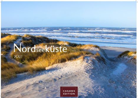 "Nordseeküste 2027" steht im Vordergrund über einer Küstenlandschaft mit Dünen und Meer. Unten ein „CASARES EDITION“ Logo.