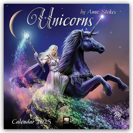 Tree Flame: Unicorns by Anne Stokes - Einhörner von Anne Stokes 2025, Kalender