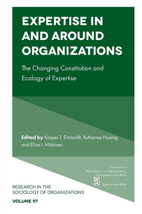 „Expertise in and around Organizations“ in weißen Buchstaben auf grünem Hintergrund.