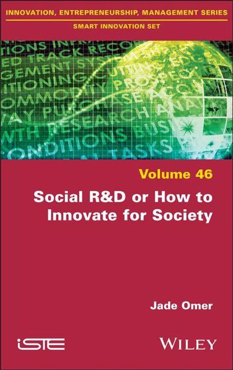 "Social R&D or How to Innovate for Society", Volume 46. Oben grüne Weltkugel mit Textfragmenten, unten rote Fläche.