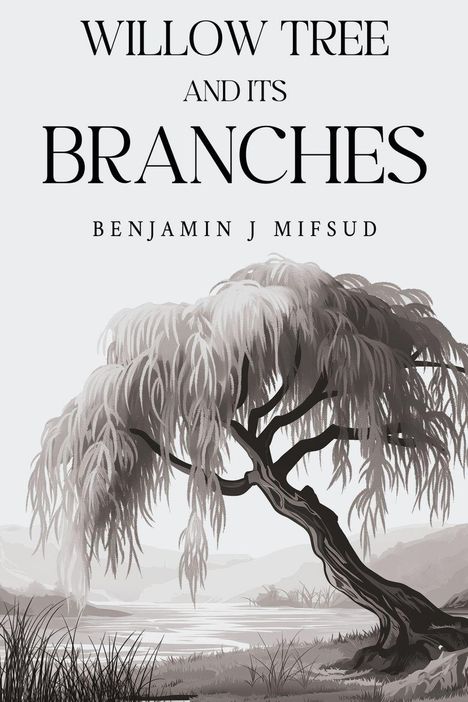"Willow Tree and Its Branches" von Benjamin J Mifsud. Eine Illustration zeigt einen Weidenbaum an einem ruhigen Seeufer.