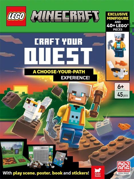 LEGO Minecraft: "Craft Your Quest" - Exklusive Minifigur, 40+ Teile, Play-Szene, Poster, Buch, Sticker. Für 6+ Jahre.