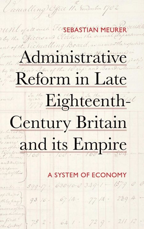Texts: "SEBASTIAN MEURER", "Administrative Reform in Late Eighteenth-Century Britain and its Empire", "A SYSTEM OF ECONOMY". Background: alte Schrift.