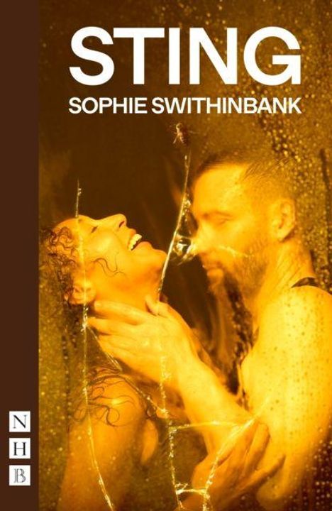 Auf orangem Hintergrund steht "STING" und "SOPHIE SWITHINBANK". Zwei lachende Personen, umgeben von Wasser.