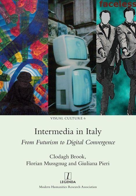 „Intermedia in Italy: From Futurism to Digital Convergence“. Illustration mit bunten und surrealen Motiven.