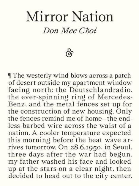 Don Mee Choi: Mirror Nation, Buch