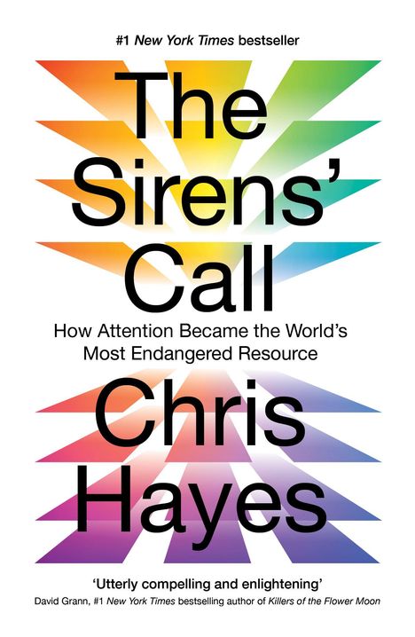 #1 New York Times bestseller: "The Sirens' Call" von Chris Hayes, mit farbigen Streifen im Hintergrund.