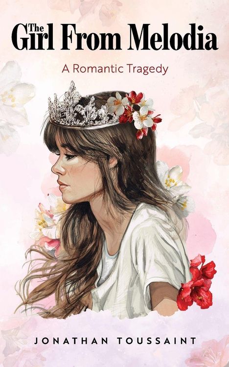 "The Girl From Melodia" oben, "A Romantic Tragedy" darunter. Darunter ein Seitsporträt eines Mädchens mit Blumenkopfschmuck.