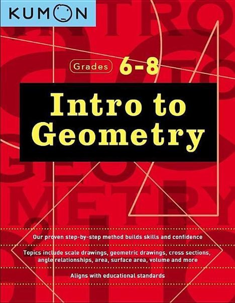 "Intro to Geometry" für Klassen 6-8. Themen: Zeichnungen, Beziehungen, Winkel, Fläche, Volumen. Baut Fähigkeiten auf.
