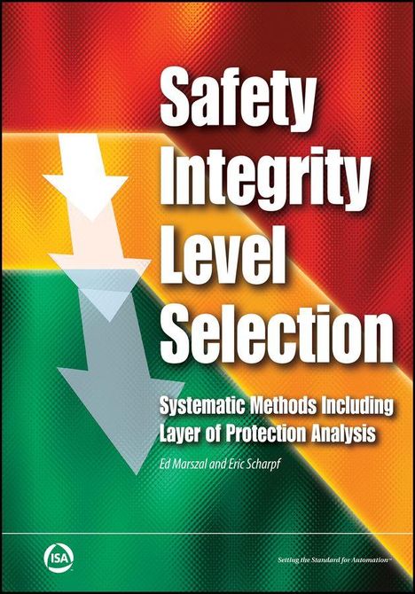 Titel: Safety Integrity Level Selection. Hintergrund: Farbverlauf in Rot, Gelb, Grün mit zwei großen Pfeilen.