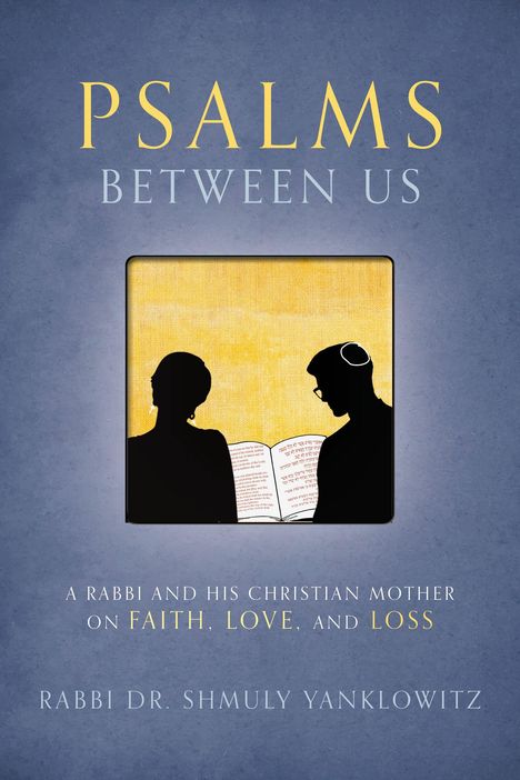 "PSALMS BETWEEN US" in großen Buchstaben. Zwei silhouettierte Personen vor gelbem Hintergrund lesen ein Buch.