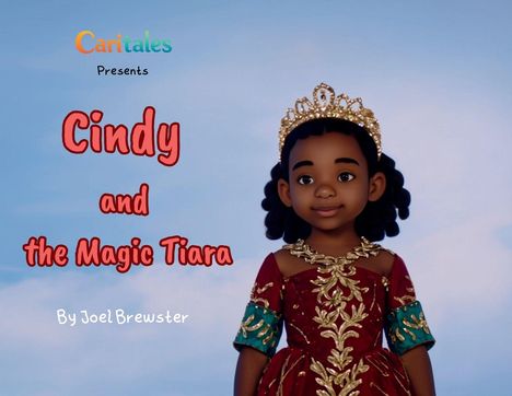 „Caritales Presents: Cindy and the Magic Tiara“ von Joel Brewster. Illustration: Ein Kind in elegantem Kleid mit Krone.