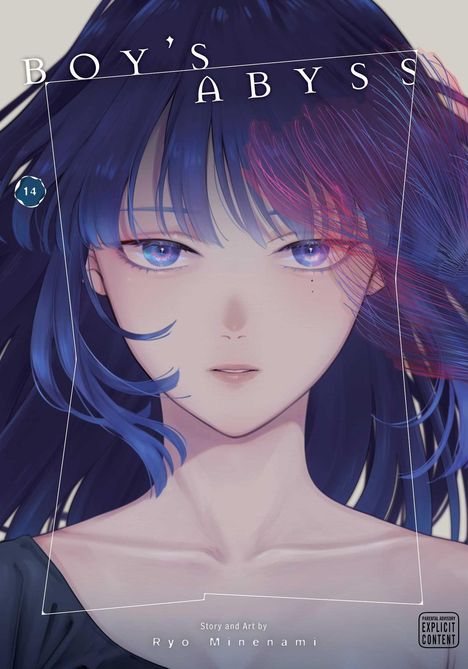 "BOY'S ABYSS 14" steht oben, darunter eine Illustration mit einem Mädchen mit blauem Haar und intensivem Blick.