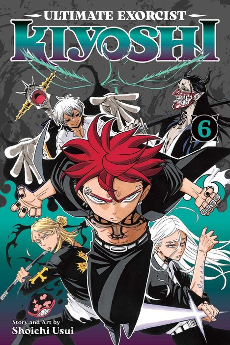 „ULTIMATE EXORCIST KIYOSHI 6“ steht oben. Verschiedene Anime-Figuren in dynamischen Posen.