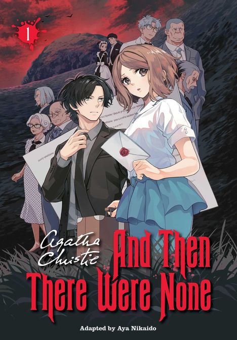 "Agatha Christie: And Then There Were None." Anime-Stil, zwei Hauptfiguren vorne, mehrere Personen im Hintergrund.
