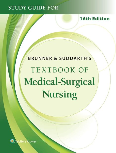 „STUDY GUIDE FOR 16th Edition BRUNNER & SUDDARTH’S TEXTBOOK OF Medical-Surgical Nursing.“ Grüntöne und Kreise.
