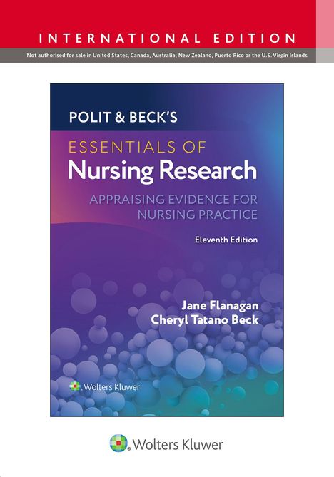 "POLIT & BECK'S ESSENTIALS OF NURSING RESEARCH, Jane Flanagan, Cheryl Tatano Beck." Logo von Wolters Kluwer.