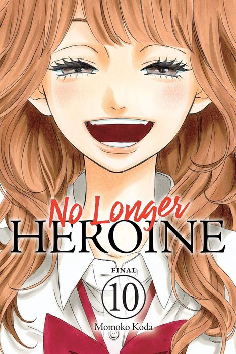 "No Longer Heroine," "Final 10," "Momoko Koda." Eine Illustration eines lachenden Mädchens mit langen, braunen Haaren.