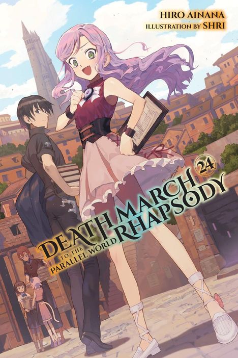 "DEATH MARCH TO THE PARALLEL WORLD RHAPSODY 24", zwei Anime-Figuren in einer belebten Stadt.