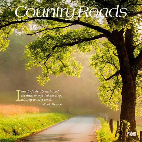 Browntrout: Country Roads 2025 12 X 24 Inch Monthly Square Wall Calendar Plastic-Free, Kalender