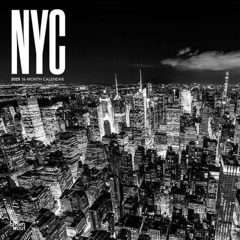 Browntrout: New York City Black &amp; White 2025 12 X 24 Inch Monthly Square Wall Calendar Plastic-Free, Kalender