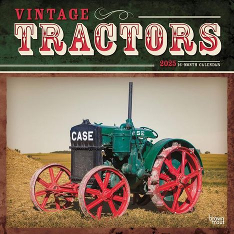 Browntrout: Vintage Tractors 2025 12 X 24 Inch Monthly Square Wall Calendar Plastic-Free, Kalender