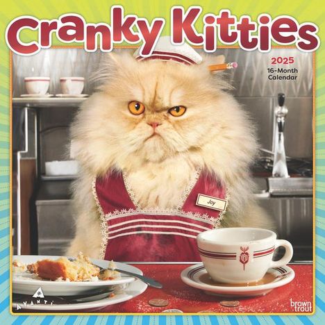 Browntrout: Avanti Cranky Kitties Official 2025 12 X 24 Inch Monthly Square Wall Calendar Foil Stamped Cover Plastic-Free, Kalender