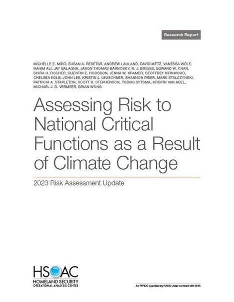 Michelle E Miro: Assessing Risk to National Critical Functions as a Result of Climate Change, Buch