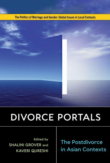 "Divorce Portals" oben, "The Postdivorce in Asian Contexts" rechts. Ozean mit einem offenen Türrahmen in der Mitte.