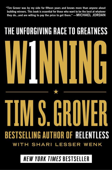 Zitat oben von Michael Jordan. Titel: "Winning", darunter Autor: Tim S. Grover, Co-Autorin: Shari Lesser Wenk.