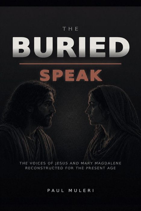 „The Buried Speak“: Zwei Menschen in der Seitenansicht, dunkel und geheimnisvoll dargestellt.
