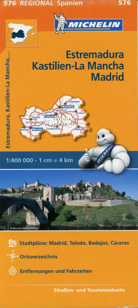 Michelin Regionalkarte Estremadura (Extremadura), Kastilien-La Mancha, Madrid 1 : 400 000, Karten