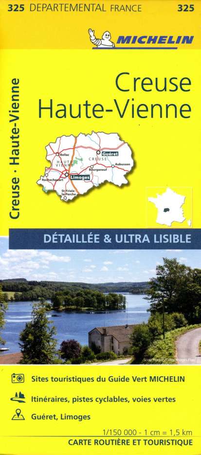 Creuse, Haute-Vienne (Limousin) Michelin Local Map 325, Karten