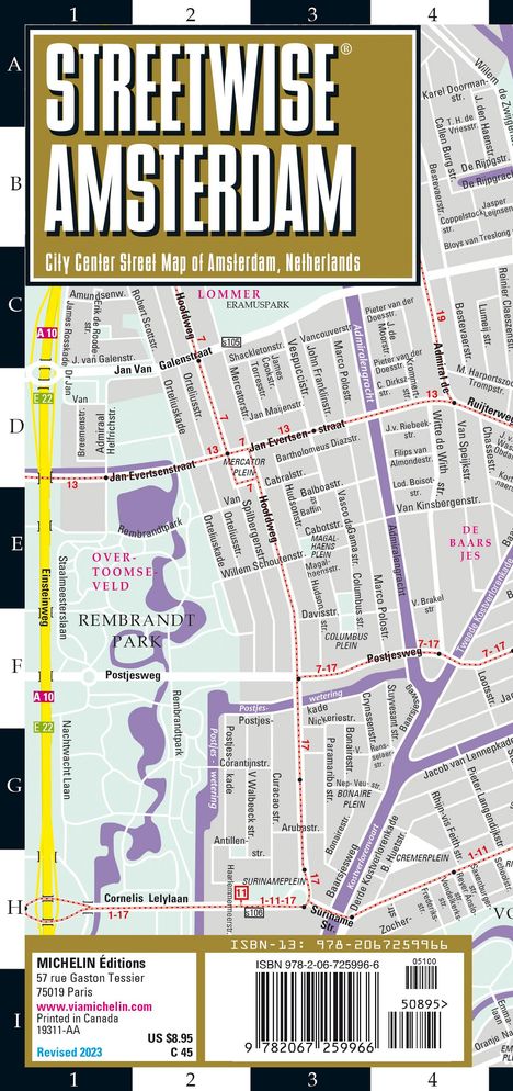Michelin: Streetwise Amsterdam Map - Laminated City Center Street Map of Amsterdam, Netherlands, Karten