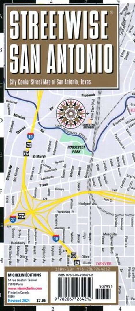 Michelin: Streetwise San Antonio Map - Laminated City Center Map of San Antonio, Texas, Karten