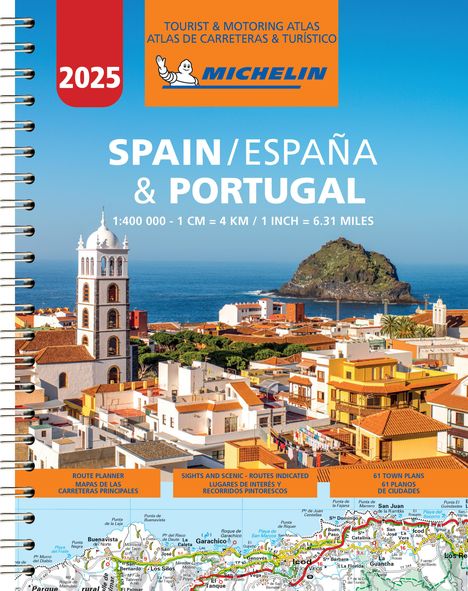 Michelin: Spain &amp; Portugal 2025 - Tourist and Motoring Atlas (A4-Spiral), Buch