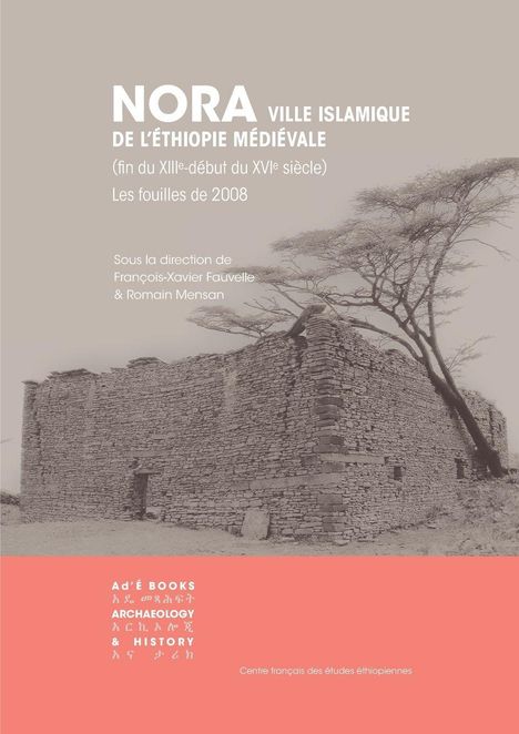 Text: NORA Ville Islamique de l'Éthiopie Médiévale, Les fouilles de 2008. Ein altes Steingebäude neben einem Baum.