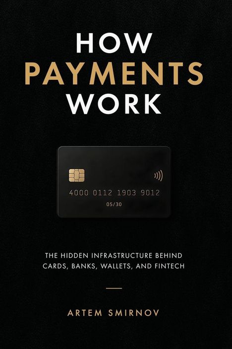 "HOW PAYMENTS WORK. THE HIDDEN INFRASTRUCTURE BEHIND CARDS, BANKS, WALLETS, AND FINTECH. ARTEM SMIRNOV." Eine Kreditkarte.