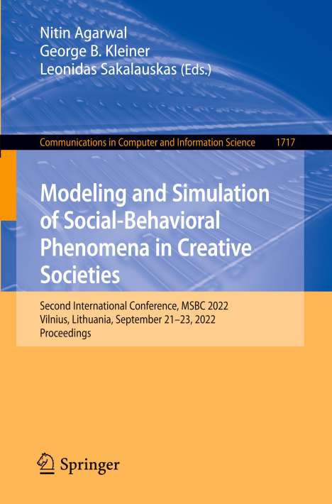 Modeling and Simulation of Social-Behavioral Phenomena in Creative Societies, Buch