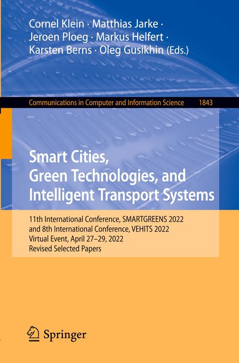 Smart Cities, Green Technologies, and Intelligent Transport Systems, Buch