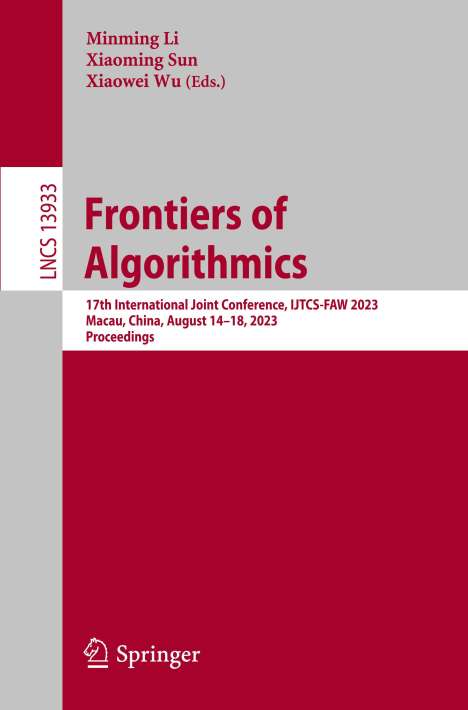 Frontiers of Algorithmics, Buch