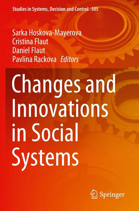 Titel: "Changes and Innovations in Social Systems." Oben sind Namen der Herausgeber. Zahnrad-Hintergrund, Springer-Logo.