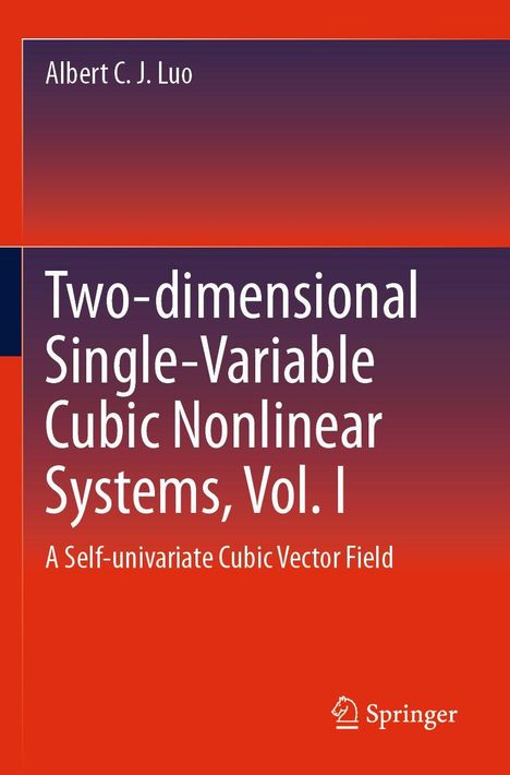 Buchtitel: „Two-dimensional Single-Variable Cubic Nonlinear Systems, Vol. I“. Autor: Albert C. J. Luo. Orange-lila Hintergrund.